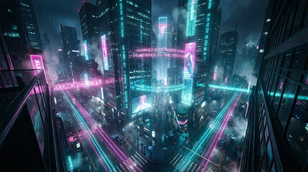 密室大逃脱第一季免费观看 竖屏短剧平台首页背景 - 赛博朋克都市夜景